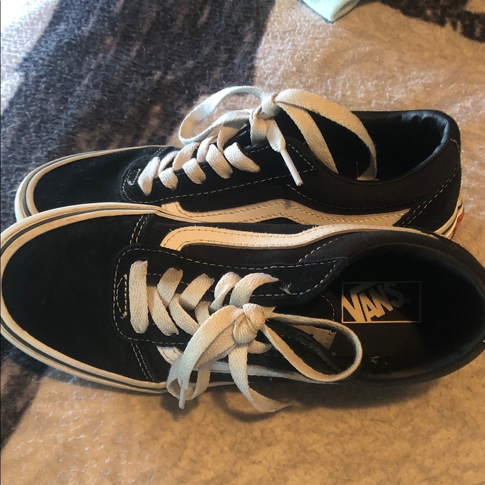 Vans Black and White Low Top Skate Sneakers
